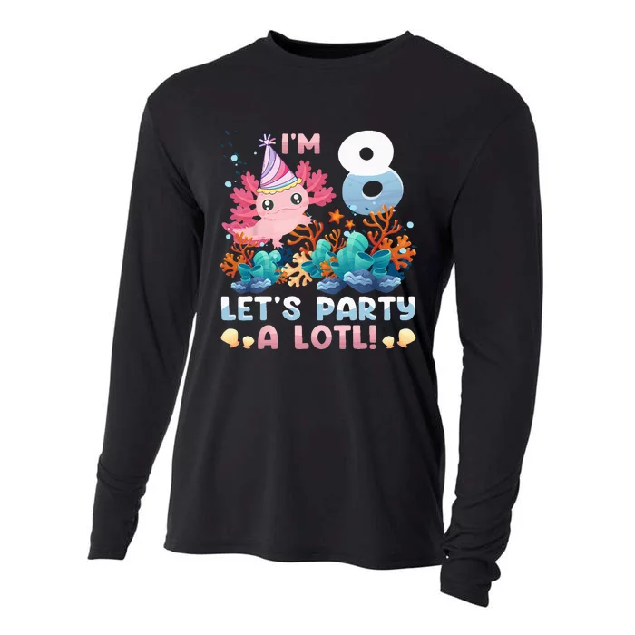 8 Year Old Axolotl Lover 8th Birthday Gift Cooling Performance Long Sleeve Crew