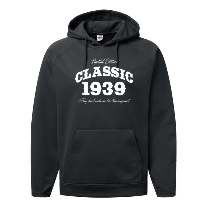 84 Year Old: Vintage Classic Car 1939 84th Birthday Performance Fleece Hoodie