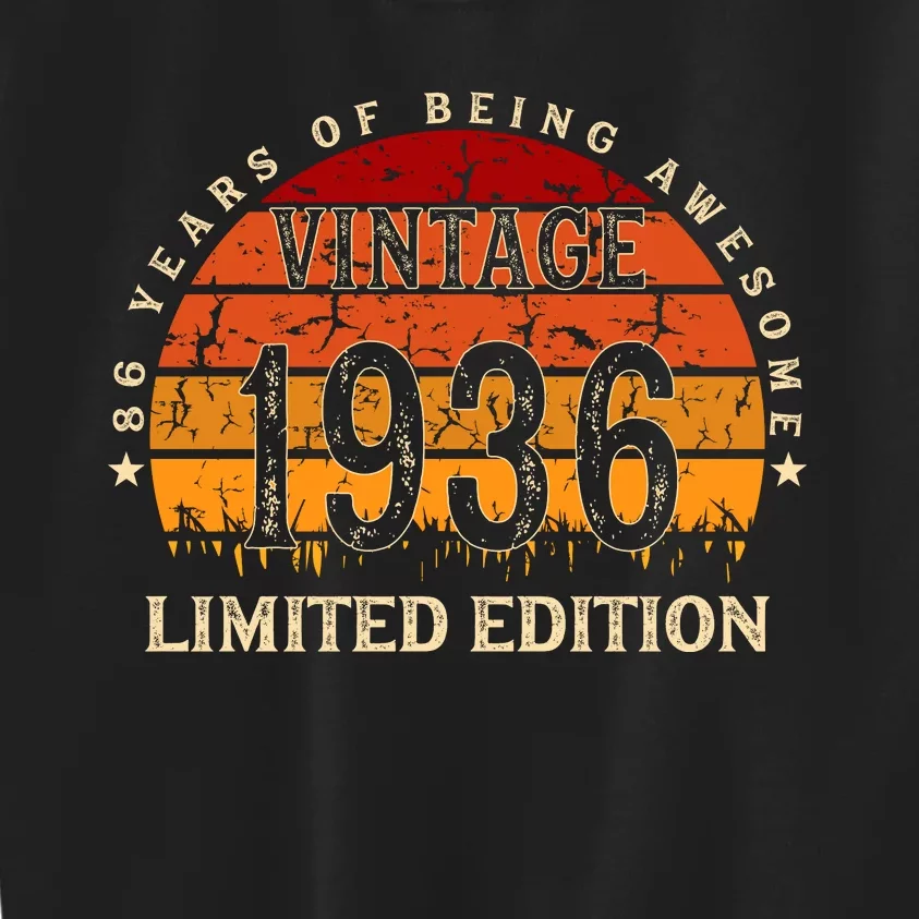 86 Year Old Gifts Retro Vintage 1936 Limited Edition 86th Birthday Kids Sweatshirt