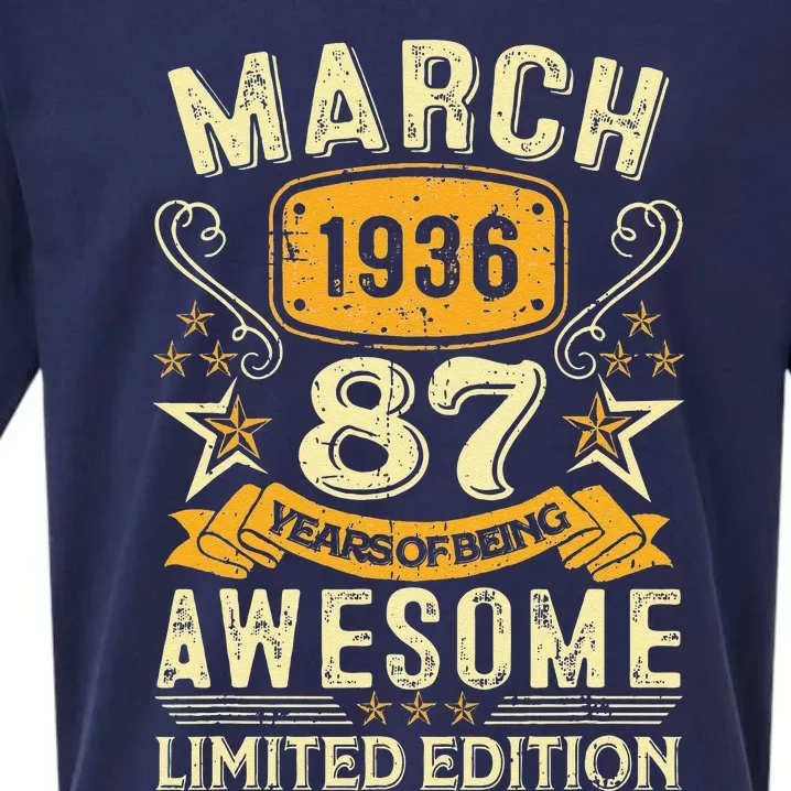 87 Year Old Awesome Since March 1936 87th Birthday Gifts Sueded Cloud Jersey T-Shirt