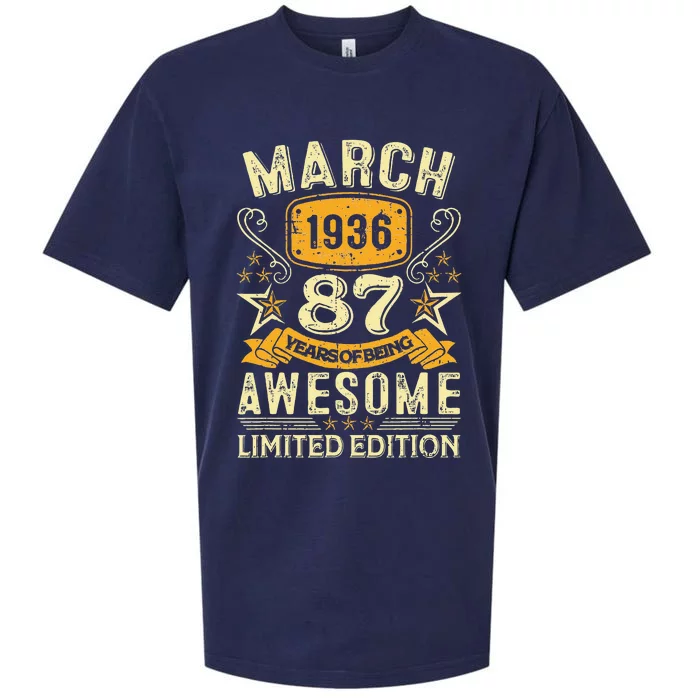 87 Year Old Awesome Since March 1936 87th Birthday Gifts Sueded Cloud Jersey T-Shirt