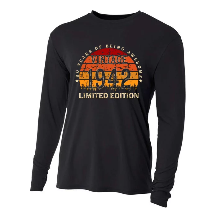 80 Year Old Gifts Retro Vintage 1942 Limited Edition 80th Birthday Cooling Performance Long Sleeve Crew