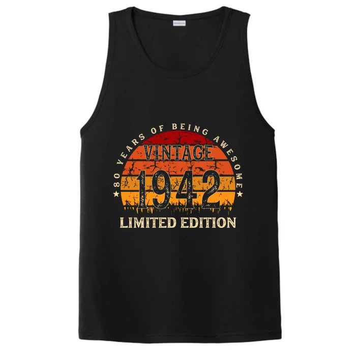 80 Year Old Gifts Retro Vintage 1942 Limited Edition 80th Birthday Performance Tank