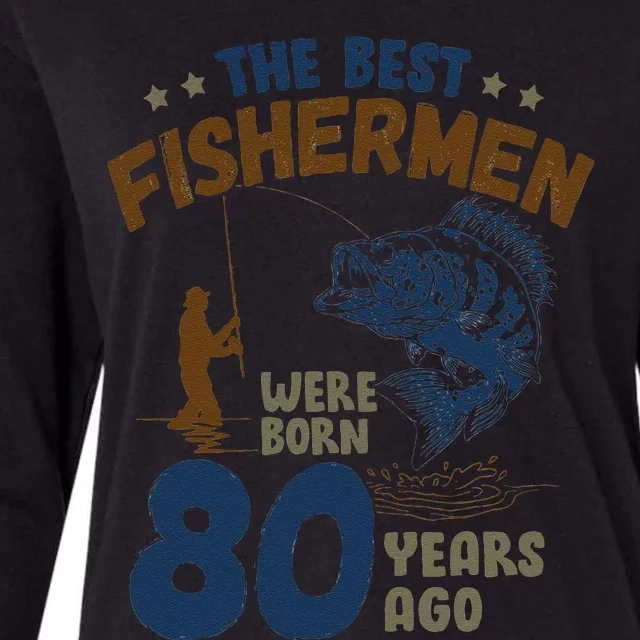 80 Year Old Fishing Fishermen Gifts For Birthday Gift Womens Cotton Relaxed Long Sleeve T-Shirt