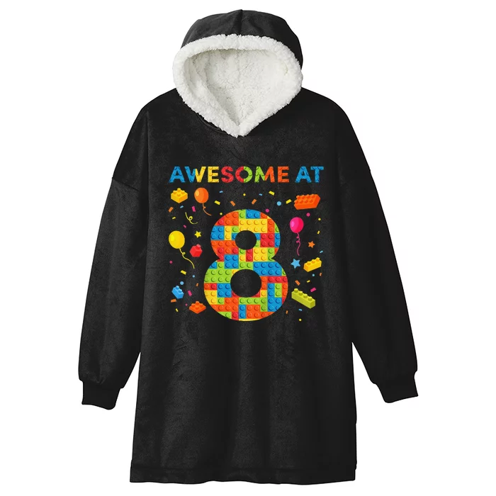 8 Year Old Building Blocks Birthday 8 Hooded Wearable Blanket