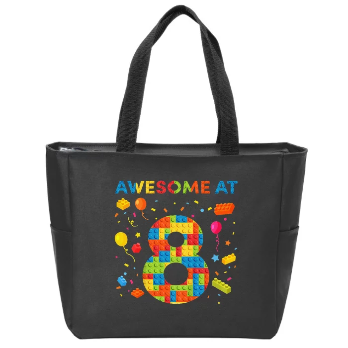 8 Year Old Building Blocks Birthday 8 Zip Tote Bag