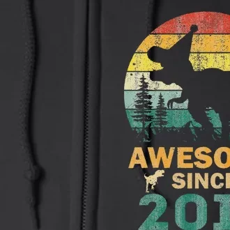 8 Year Old Dinosaur Awesome Since 2015 8th Birthday Gift Full Zip Hoodie