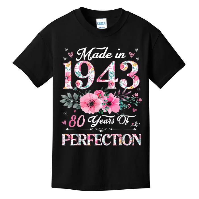 80 Year Old Made In 1943 Floral 80th Birthday Gifts wo Kids T-Shirt