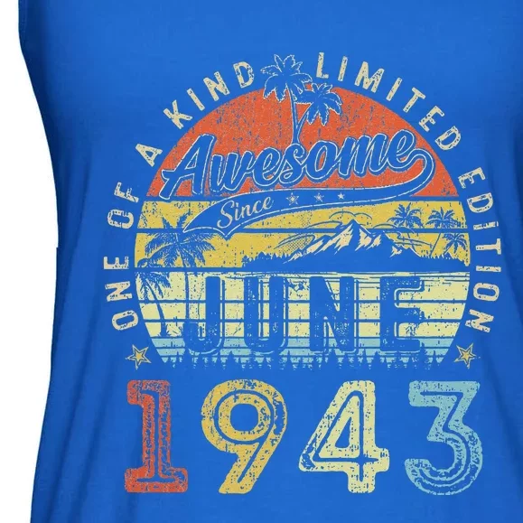 80 Year Old Awesome Since June 1943 80th Birthday Ladies Essential Flowy Tank