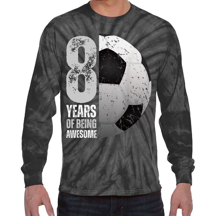 8 Year Old Soccer 8th Birthday Player Bday Party Tie-Dye Long Sleeve Shirt