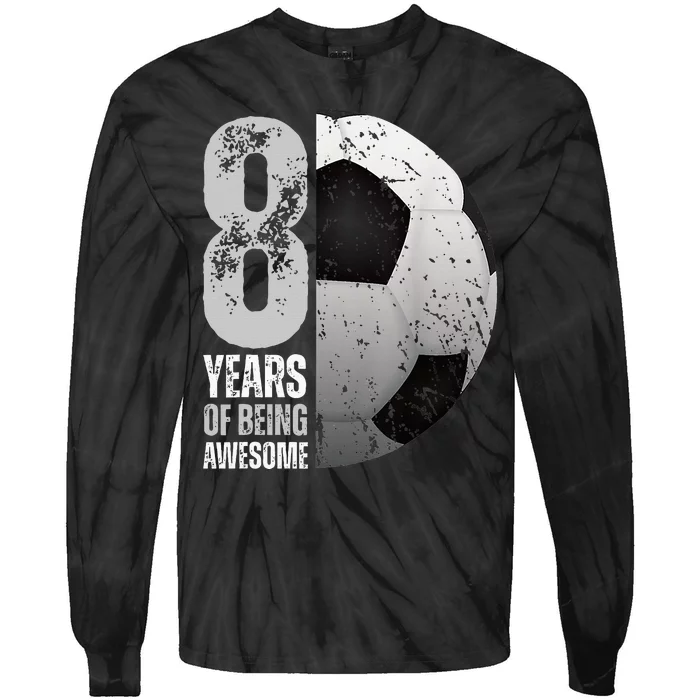 8 Year Old Soccer 8th Birthday Player Bday Party Tie-Dye Long Sleeve Shirt