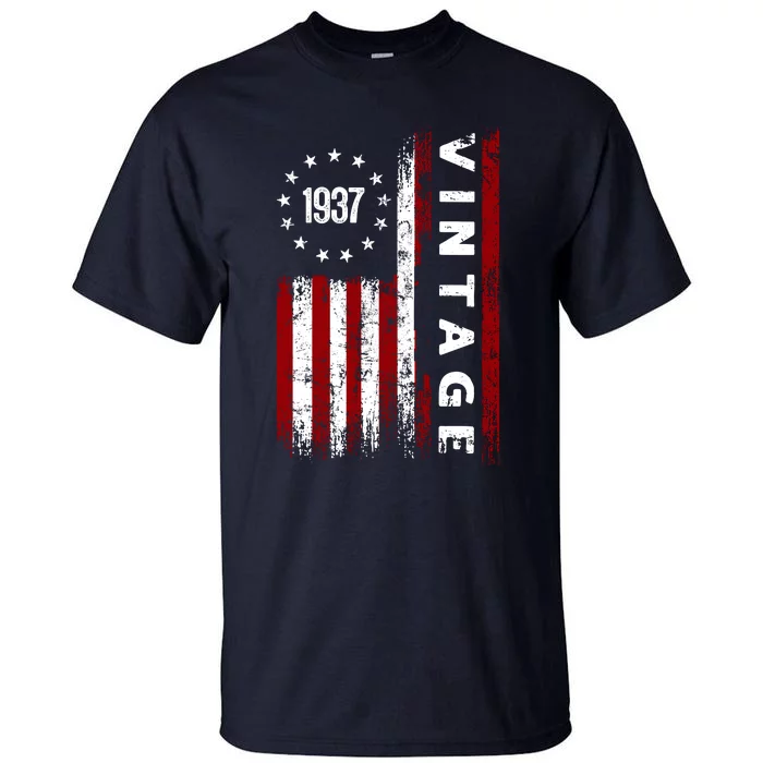 85 Years Old Vintage American Flag 1937 Tall T-Shirt