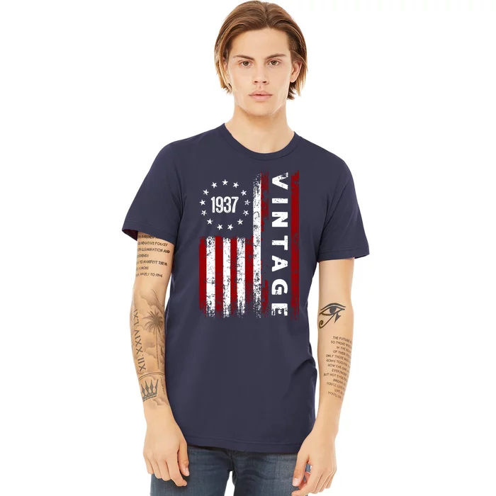 85 Years Old Vintage American Flag 1937 Premium T-Shirt