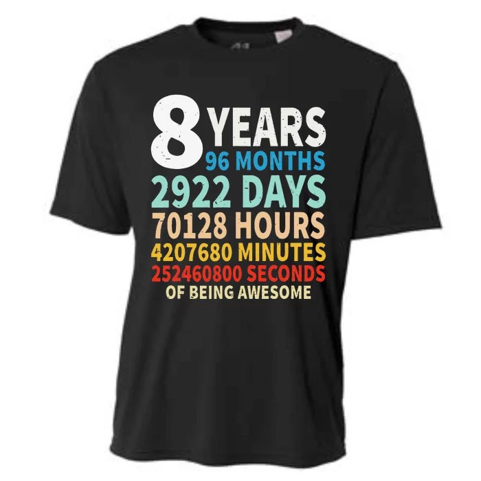 8 Years Old 8th Birthday Gifts Vintage 96 Months Cooling Performance Crew T-Shirt