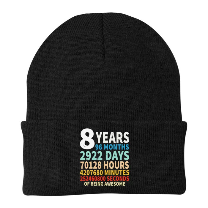 8 Years Old 8th Birthday Gifts Vintage 96 Months Knit Cap Winter Beanie