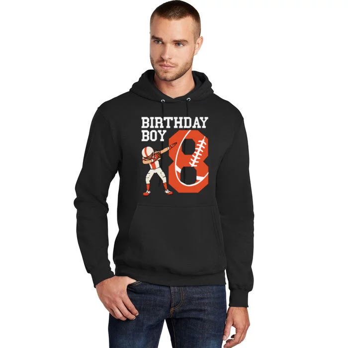 8 Years Old Football Player 8th Football Birthday Tall Hoodie