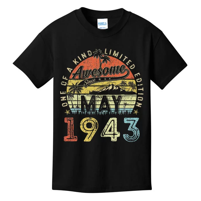 80 Year Old Awesome Since May 1943 80th Birthday Kids T-Shirt