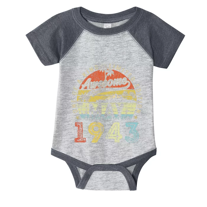 80 Year Old Awesome Since May 1943 80th Birthday Infant Baby Jersey Bodysuit