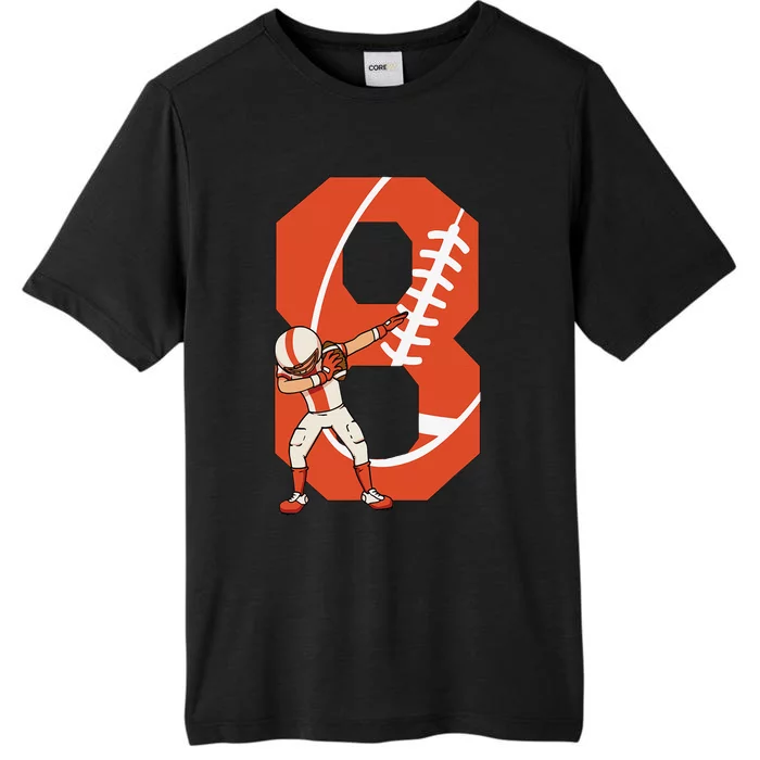 8 Years Old Football Player 8th Football Birthday ChromaSoft Performance T-Shirt