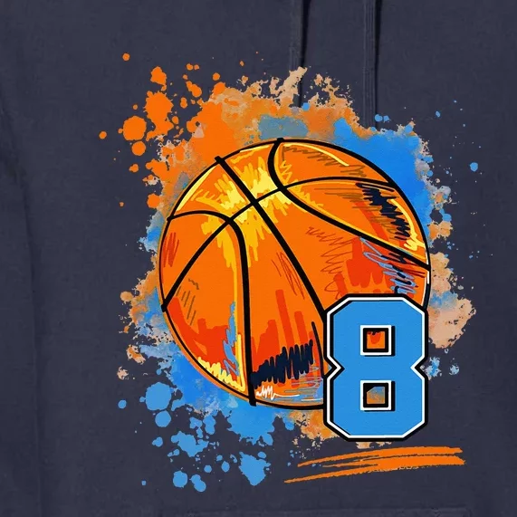 8 Years Old 8th Birthday Basketball Premium Hoodie