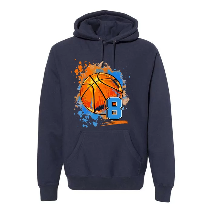 8 Years Old 8th Birthday Basketball Premium Hoodie