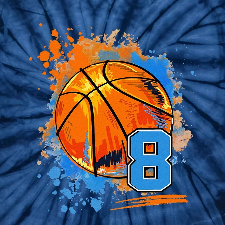 8 Years Old 8th Birthday Basketball Tie-Dye T-Shirt