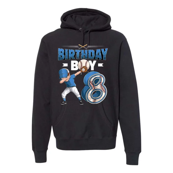 8 Years Old Boy Baseball Player 8th Birthday Kids Premium Hoodie