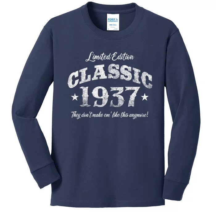 86 Years Old Vintage 1937 Limited Edition 86th Birthday Present Kids Long Sleeve Shirt