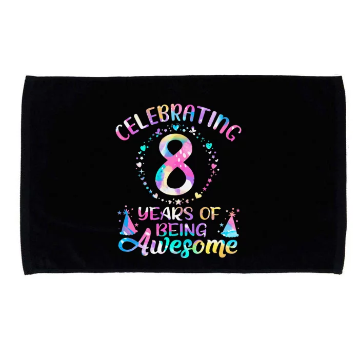 8 Years of Being Awesome 8 Years Old 8th Birthday Tie Dye Microfiber Hand Towel