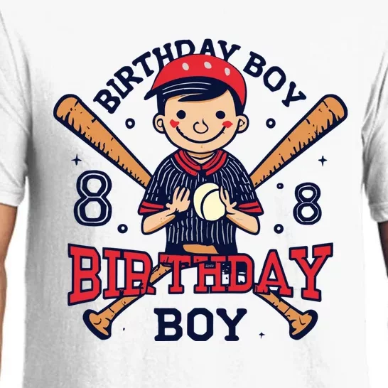 8 Years Old Boy Baseball Player 8th Birthday Kids Pajama Set