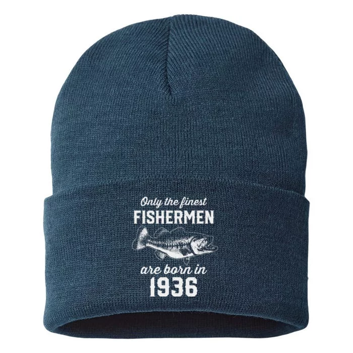 87 Year Old Fisherman Fishing 1936 87th Birthday Sustainable Knit Beanie