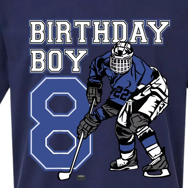 8 Year Old Ice Hockey Themed Birthday Party 8th Boy Gift Sueded Cloud Jersey T-Shirt