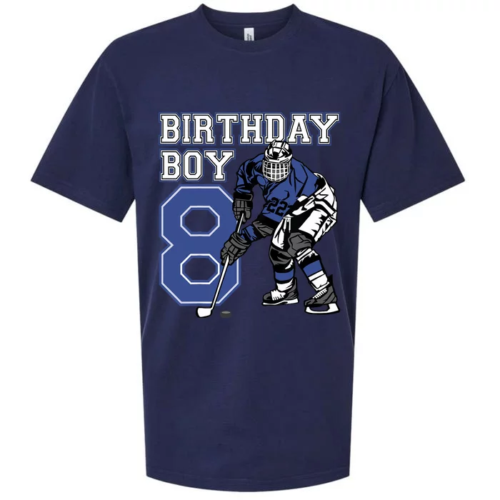 8 Year Old Ice Hockey Themed Birthday Party 8th Boy Gift Sueded Cloud Jersey T-Shirt