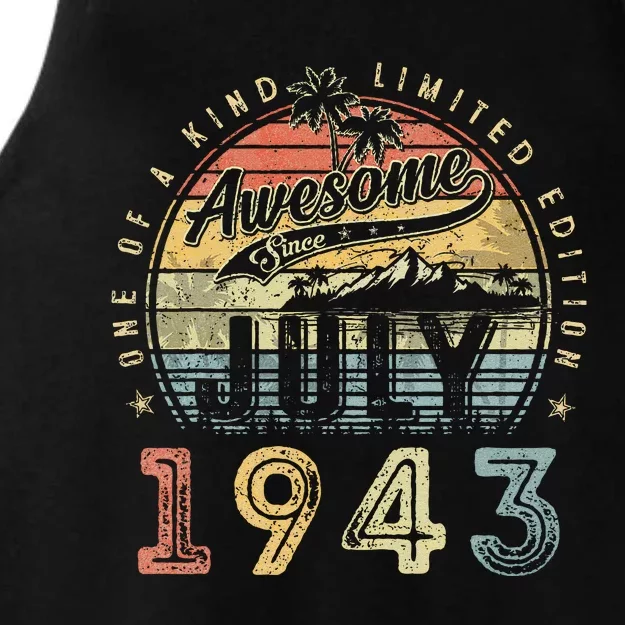 80 Year Old Awesome Since July 1943 80th Birthday Ladies Tri-Blend Wicking Tank