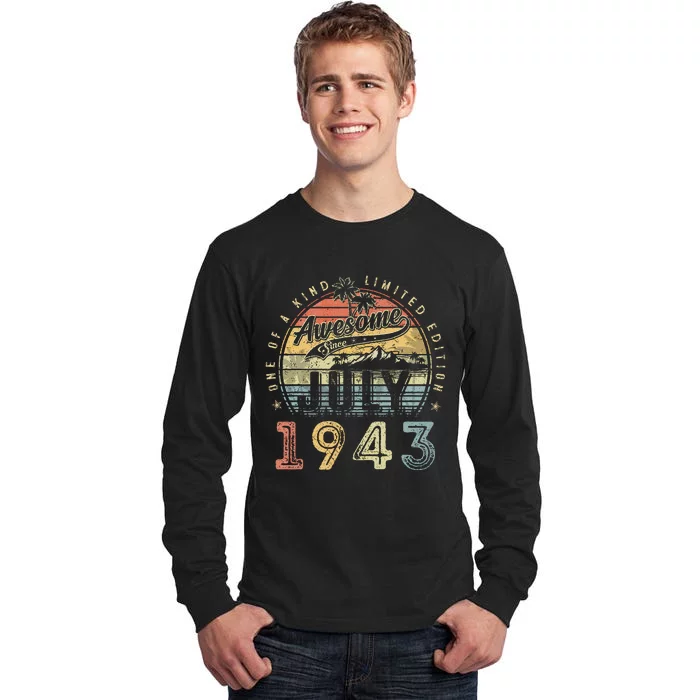 80 Year Old Awesome Since July 1943 80th Birthday Tall Long Sleeve T-Shirt