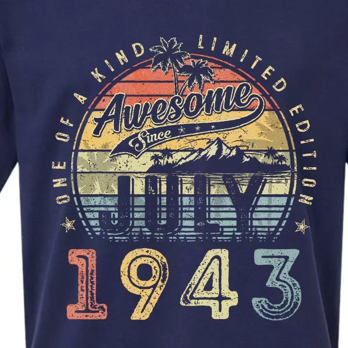 80 Year Old Awesome Since July 1943 80th Birthday Sueded Cloud Jersey T-Shirt