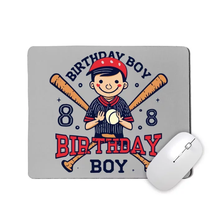 8 Years Old Boy Baseball Player 8th Birthday Kids Mousepad