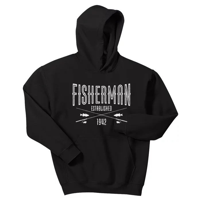 81 Year Old Fisherman Fishing 1942 81st Birthday Cute Kids Hoodie