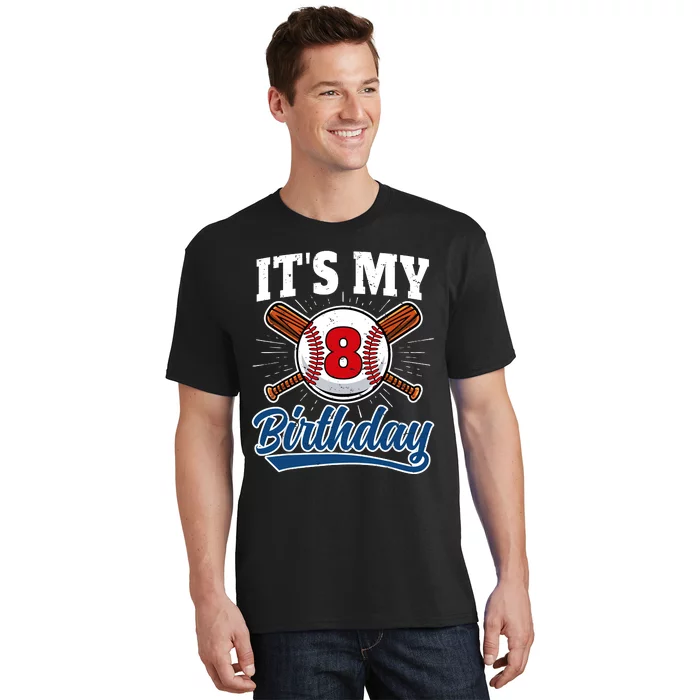 8 Years Old Baseball Player 8th Birthday Party T-Shirt