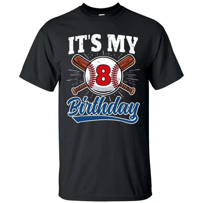 8 Years Old Baseball Player 8th Birthday Party Tall T-Shirt