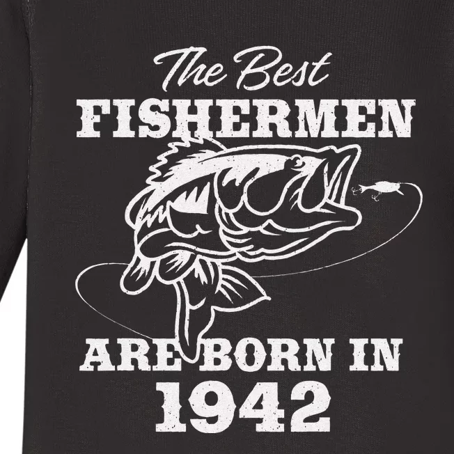 81 Year Old Fisherman Fishing 1942 81st Birthday Gift Baby Long Sleeve Bodysuit