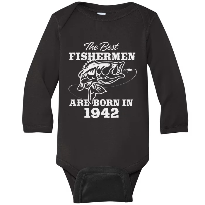 81 Year Old Fisherman Fishing 1942 81st Birthday Gift Baby Long Sleeve Bodysuit