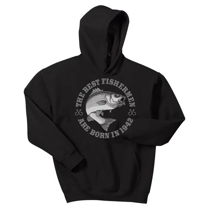 81 Year Old Fisherman Fishing 1942 81st Birthday Kids Hoodie