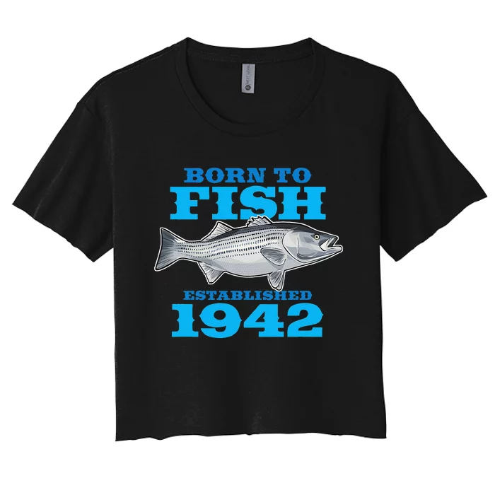 81 Year Old Fishing Fisherman 1942 81st Birthday Gift Women's Crop Top Tee