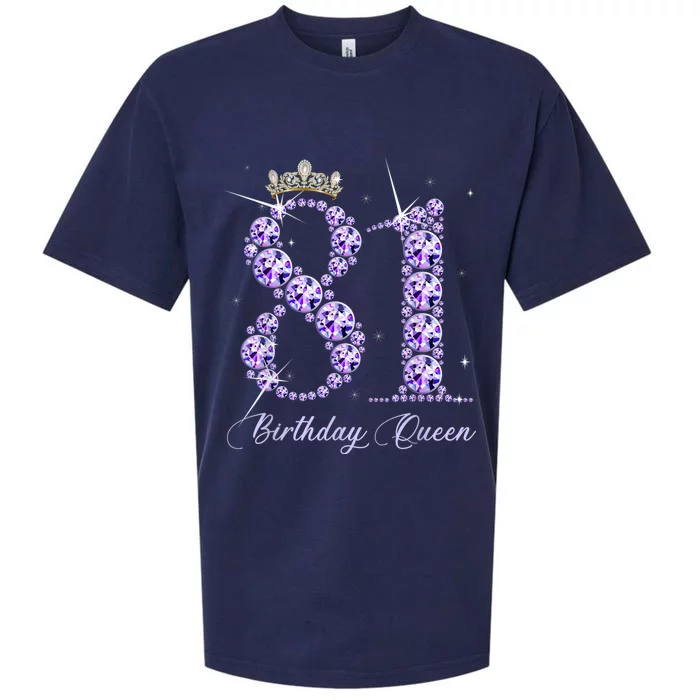 81 Year Old Its My 81st Birthday Queen Diamond Heels Crown Sueded Cloud Jersey T-Shirt