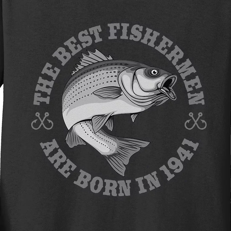 82 Year Old Fisherman Fishing 1941 82nd Birthday Kids Long Sleeve Shirt