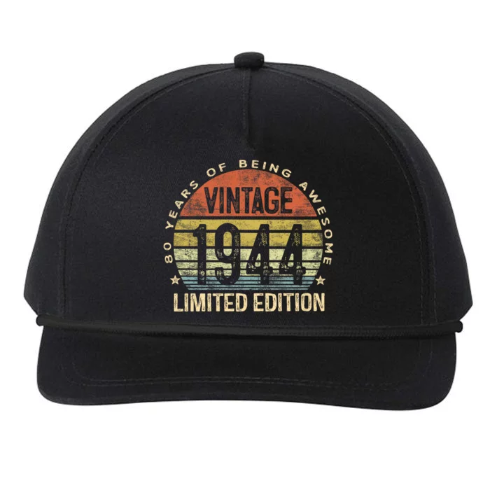 80 Year Old Gifts Vintage 1944 Limited Edition 80th Birthday Snapback Five-Panel Rope Hat