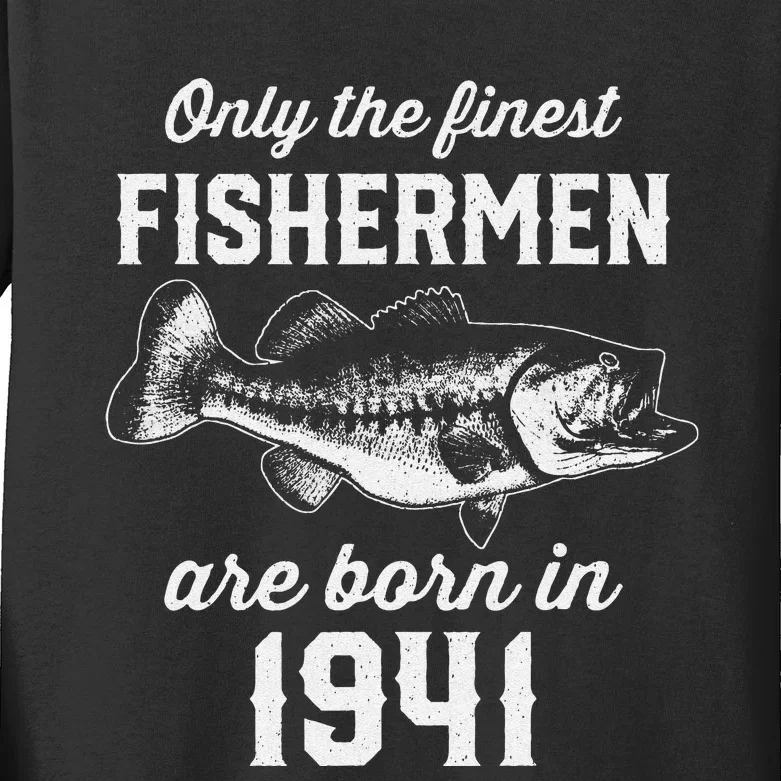 82 Year Old Fishing Fisherman 1941 82nd Birthday Kids Long Sleeve Shirt