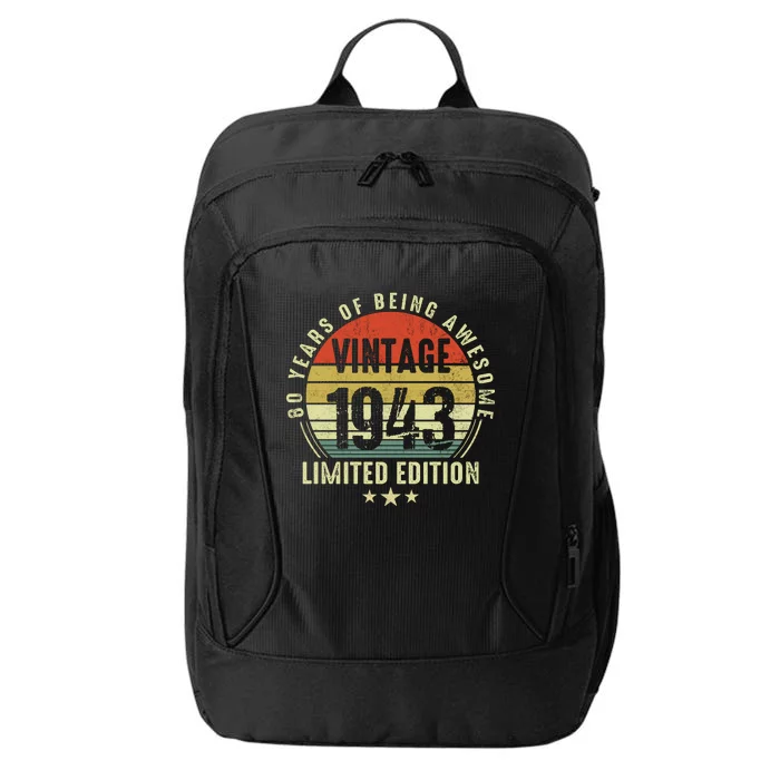 80 Year Old Vintage 1943 Limited Edition 80th Birthday Gift Ideas City Backpack