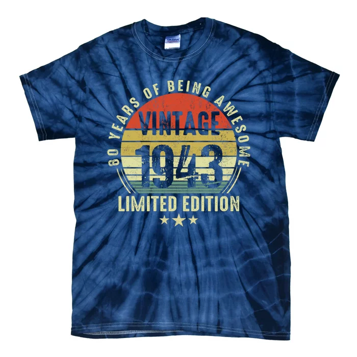 80 Year Old Vintage 1943 Limited Edition 80th Birthday Gift Ideas Tie-Dye T-Shirt